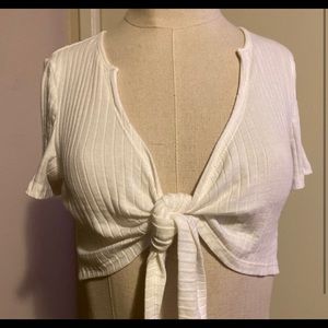 White Tie Up Crop Top